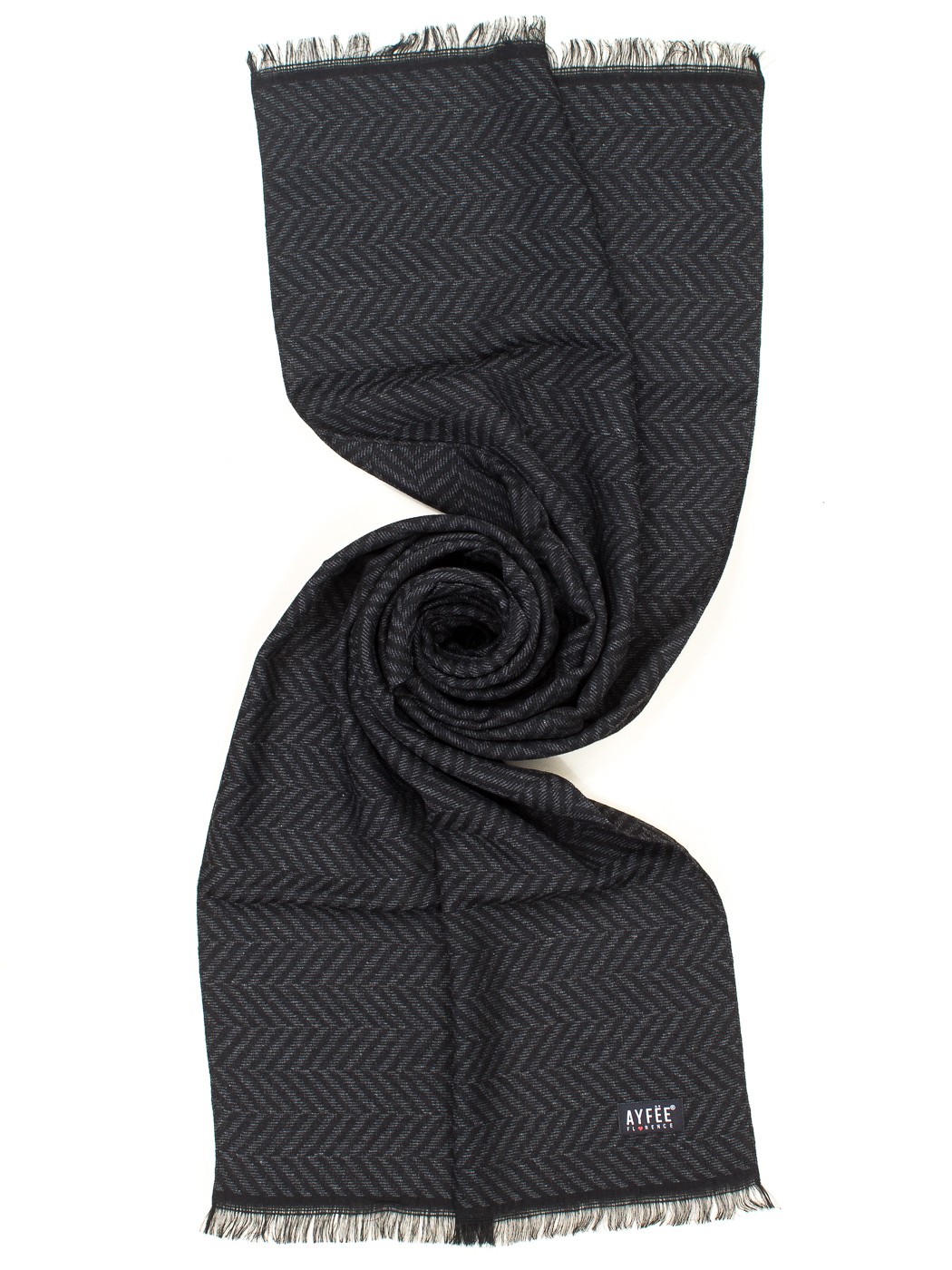 STOLA UOMO JACQUARD SPIGA , 45X180 - BLACK